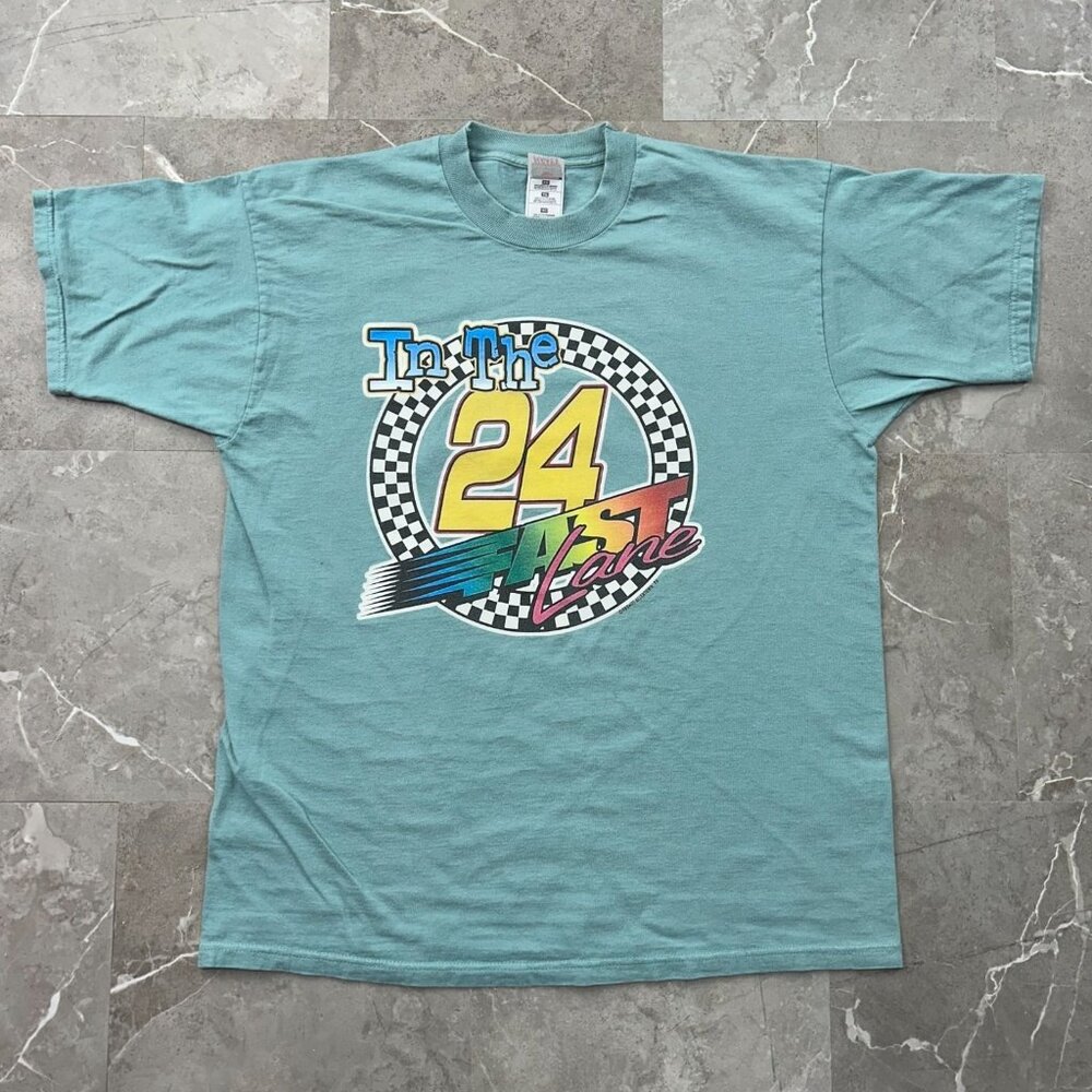 90s Vintage Jeff Gordon Graphic Tee Mens XL In The Fast Lane Nascar Short Sleeve